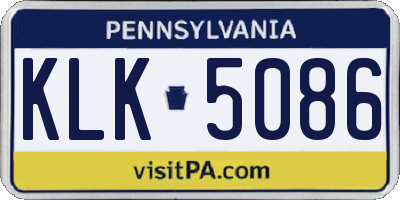 PA license plate KLK5086