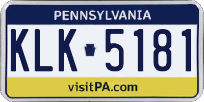 PA license plate KLK5181