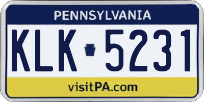 PA license plate KLK5231