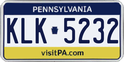 PA license plate KLK5232