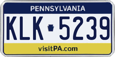 PA license plate KLK5239