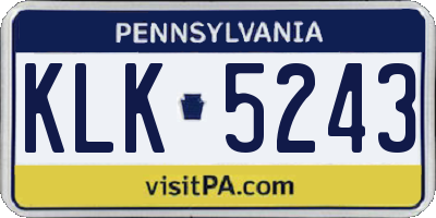 PA license plate KLK5243