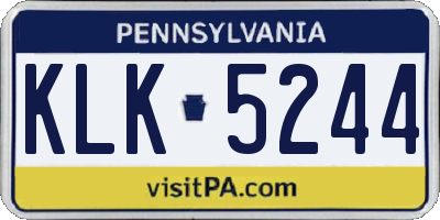 PA license plate KLK5244