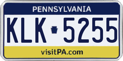 PA license plate KLK5255