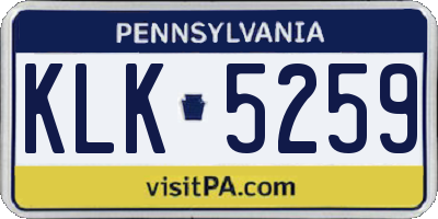 PA license plate KLK5259