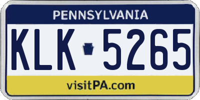 PA license plate KLK5265