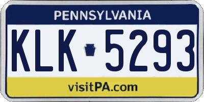 PA license plate KLK5293