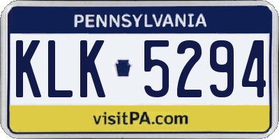 PA license plate KLK5294