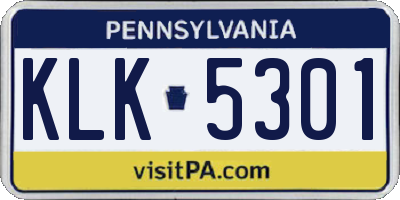 PA license plate KLK5301