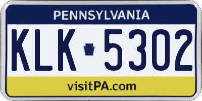 PA license plate KLK5302
