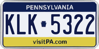 PA license plate KLK5322