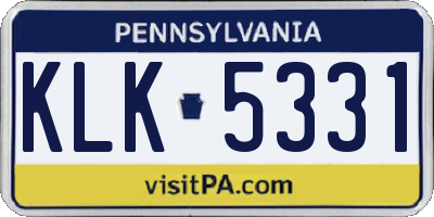 PA license plate KLK5331