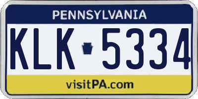 PA license plate KLK5334