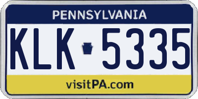PA license plate KLK5335