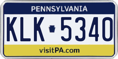 PA license plate KLK5340