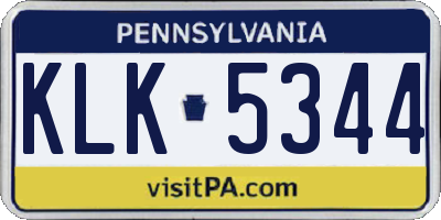 PA license plate KLK5344