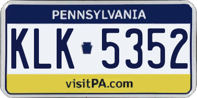 PA license plate KLK5352