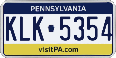 PA license plate KLK5354
