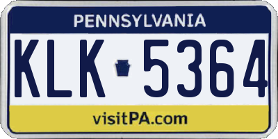 PA license plate KLK5364