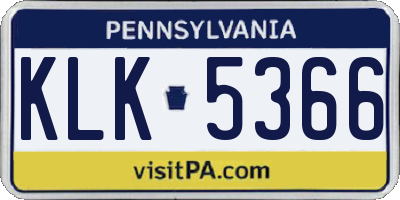 PA license plate KLK5366