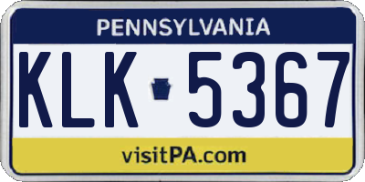PA license plate KLK5367