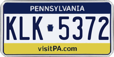 PA license plate KLK5372