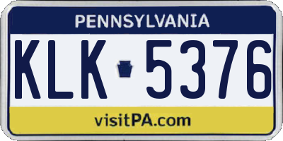 PA license plate KLK5376