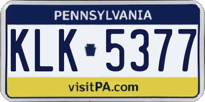 PA license plate KLK5377