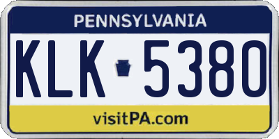 PA license plate KLK5380