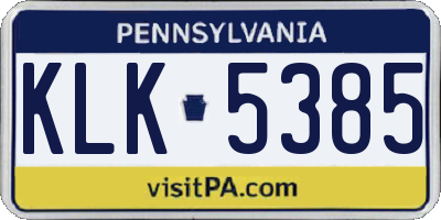 PA license plate KLK5385