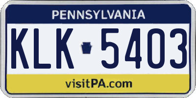 PA license plate KLK5403