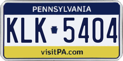 PA license plate KLK5404