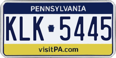 PA license plate KLK5445