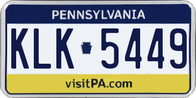 PA license plate KLK5449