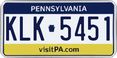 PA license plate KLK5451