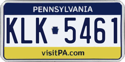 PA license plate KLK5461
