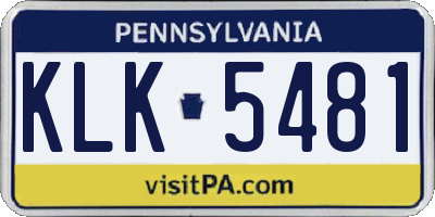 PA license plate KLK5481