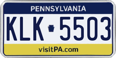 PA license plate KLK5503