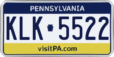 PA license plate KLK5522