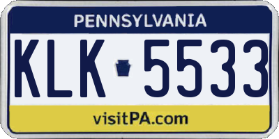 PA license plate KLK5533