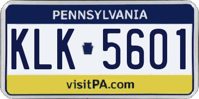 PA license plate KLK5601