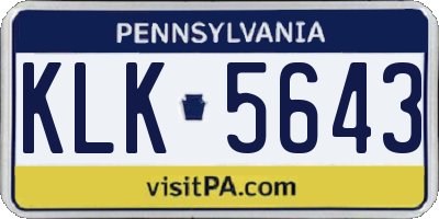 PA license plate KLK5643