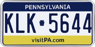 PA license plate KLK5644