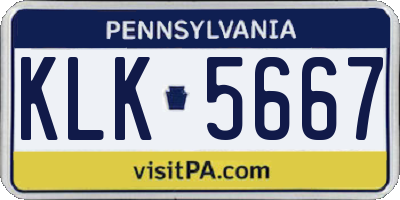 PA license plate KLK5667