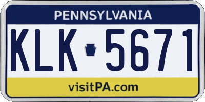 PA license plate KLK5671