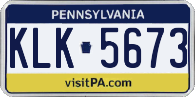 PA license plate KLK5673