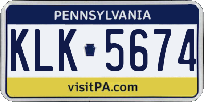 PA license plate KLK5674