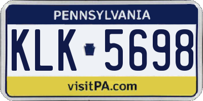 PA license plate KLK5698