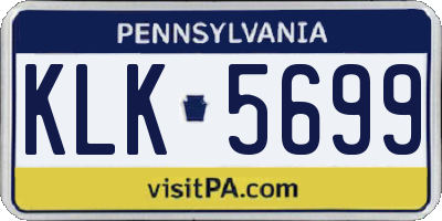 PA license plate KLK5699