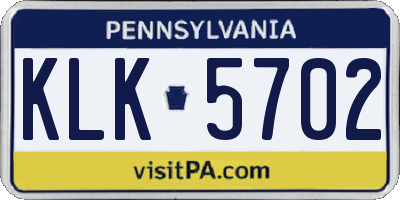 PA license plate KLK5702
